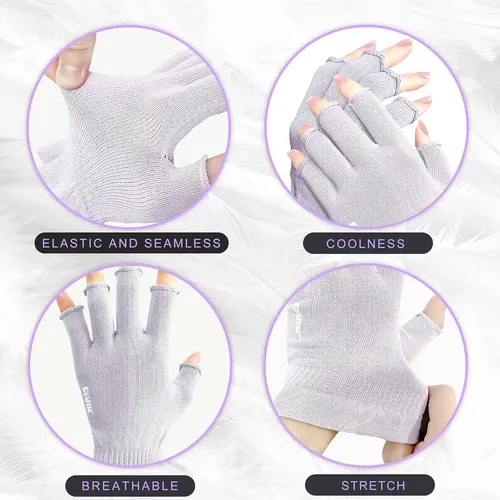 Guantes Algodón Sin Dedos Morados Hidratantes Para Dormir