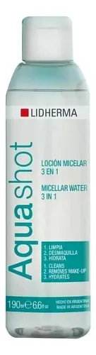 Agua Micelar Loción Aquashot Desmaquillante Lidherma 3 En 1
