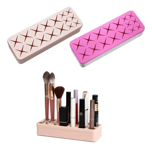 Organizador Silicona Base Porta Labial Pinceles Maquillaje