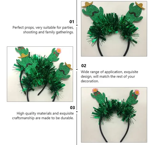 Aros De Pelo Cactus Verde 2 Piezas Para Fiesta