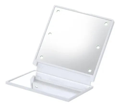 Espejo De Maquillaje Portátil Plegable Mini Led De 6 Led De