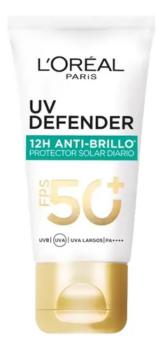 Protector Solar facial L’Oréal Paris UV Defender Antibrillo FPS50+ sin color x40ml