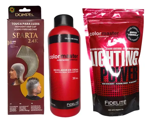 Combo Polvo Decolorante + Oxidante Fidelite + Gorro Sparta