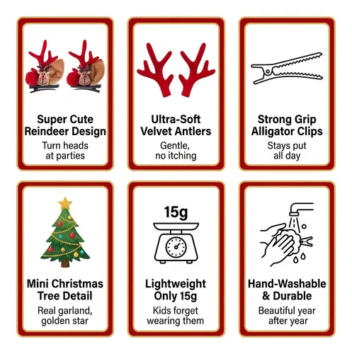 10unid Vincha Cuernitos Reno Hebillas Navideñas Para Cabello