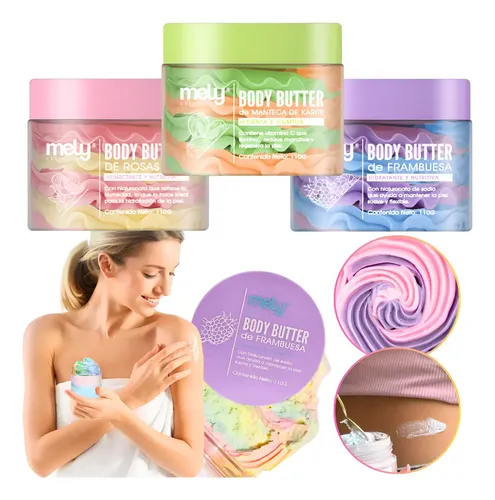 Body Butter Mely Manteca Corporal Hidratante Con Aroma 110gr Fragancia Rosas
