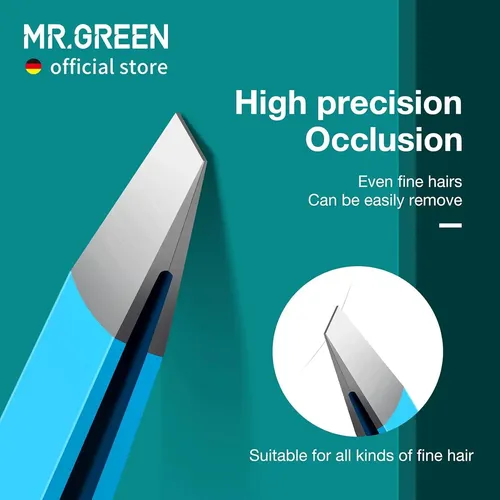 Pinzas Para Cejas Mr.green Acero Inoxidable Color Azul