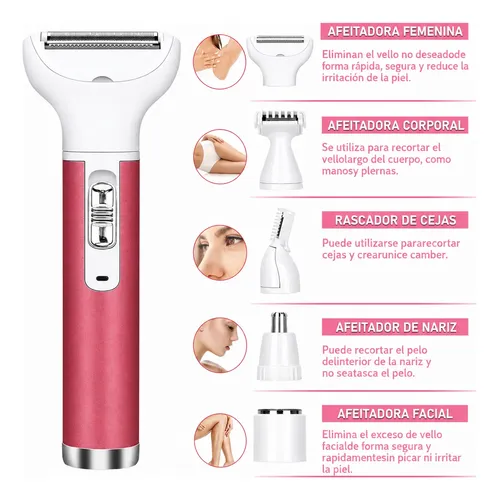 Depiladora Eléctrica 5 En 1 Portátil Usb Mujer Cuerpo Facial