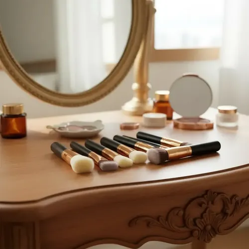 Set de Brochas para Maquillaje Love & Home, con 8 Pinceles Profesionales para Rostro y Ojos