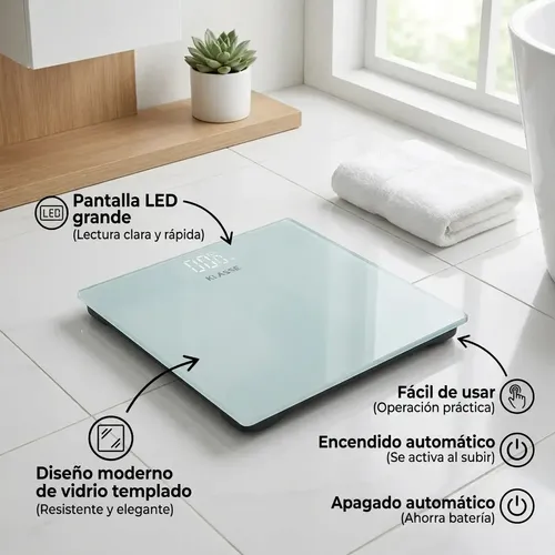 Balanza Digital Personas Led hasta 180 Kg Vidrio Templado Klasse