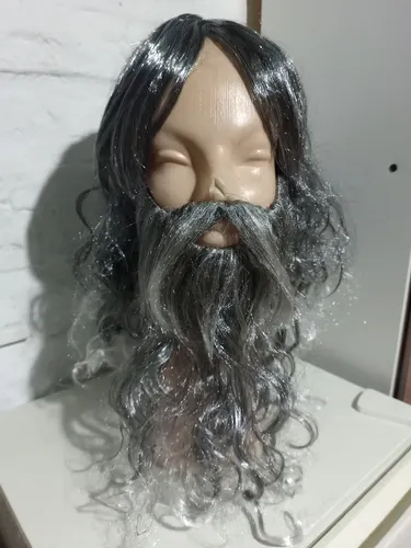 Peluca Y Barba Gris Canas 40 Cm La Parti Wigs