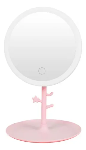 Espejo Maquillaje LED Recargable USB Beautifull Redondo Rosa