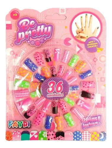 Set De Uñas Divertidas Colores Y Diseños Surtidos 36 Piezas