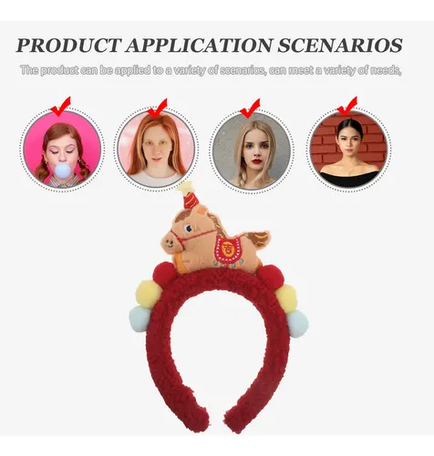Diadema De Caballo De Peluche: Aro Para El Pelo De Año Nuevo 26.00×18.00×4.00cm