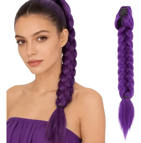 Coleta Trenzada Morada Con Pinza Accesorio Cabello Mujer Púrpura