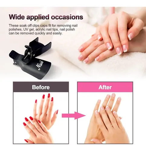 Clips Para Remover Esmalte Gel Negro X10 Uñas Acrílicas