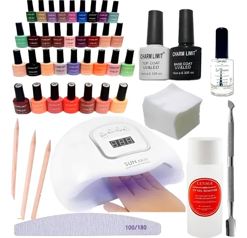 Kit Inicial Profesional Cabina 110w Manicuria Esmalte Led/uv