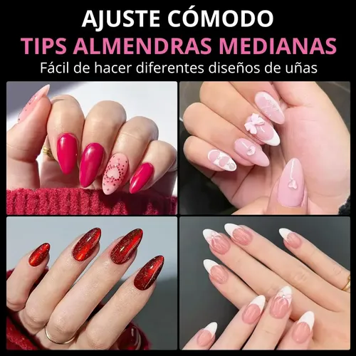 Tips De Uñas Acrílicas Profesionales Alta Calidad X240u Color Transparente Almendras Medianas