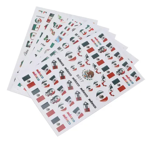 6 Hojas/juego De Pegatinas De Uñas Con Bandera Mexicana Para