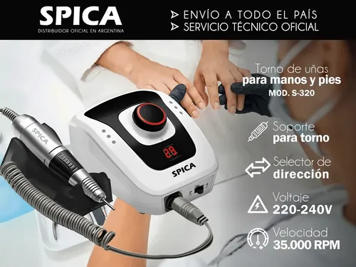 Set Torno De Uñas SPICA S-320 Manicura Pedicura Manos Pies Color Blanco
