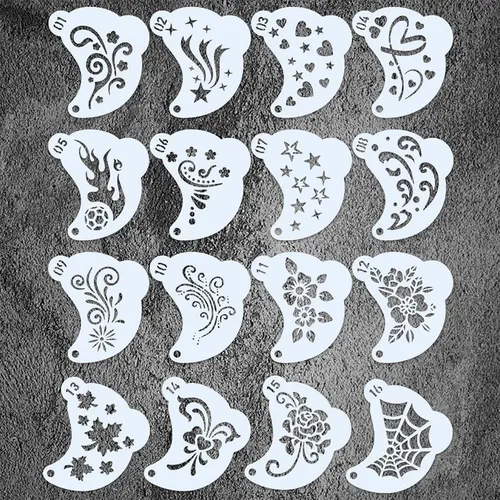 25 Piezas Stencil Maquillaje, Kit De Tatuaje De Pintura Para