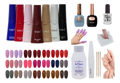 Kit Esmaltes Semipermanente Primer Base Top Coat+ Remov.