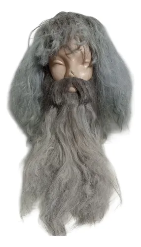 Peluca Y Barba Gris Matizada 40 Cm Cotillon La Parti Wigs