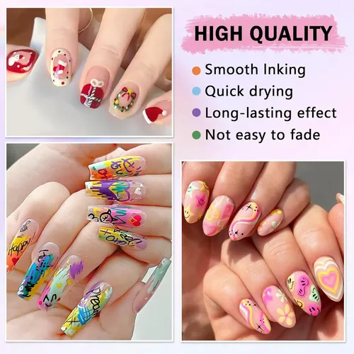 Set 12 Marcadores Para Uñas Colores Acrílicos Secado Rápi