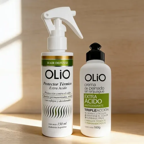 Kit Olio Acido Cabellos Teñidos Protector + Crema De Peinar