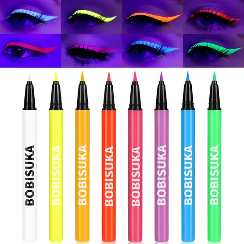 Juego De Delineador Líquido Neón Uv 8 Colores Impermeables