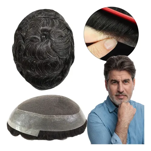 Prótesis Capilar Cabello 100% Humano 1b Natural Con Canas