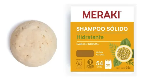 Shampoo Sólido Hidratante Cabello Normal Meraki 65 Gr