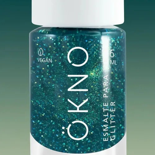 Ökno Esmalte Glitter Gel Vegano Cruelty Free 055 V-trend Color VERDE GLITTER