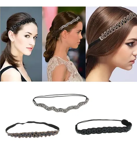 Diademas Elásticas A La Moda, Antideslizantes, Con Diamantes As Described