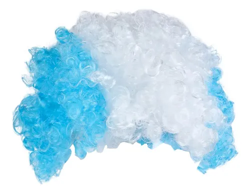 Peluca Afro Argentina Celeste Y Blanco Selección Mundial Celeste Y Blanco