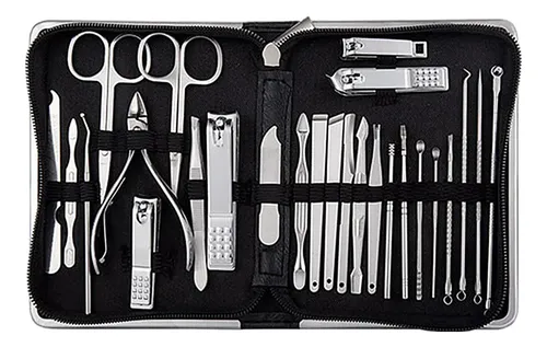 Px Juego De Manicura For Mujeres, Con Estuche De Negro Negro
