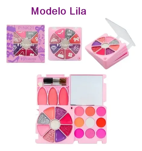 Kit Maquillaje Infantil Princess Pink21 Labial Sombra Rubor