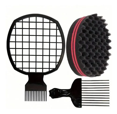 Juego De Peinetas Afro De 4 Piezas Con Esponja Y Púa De Meta