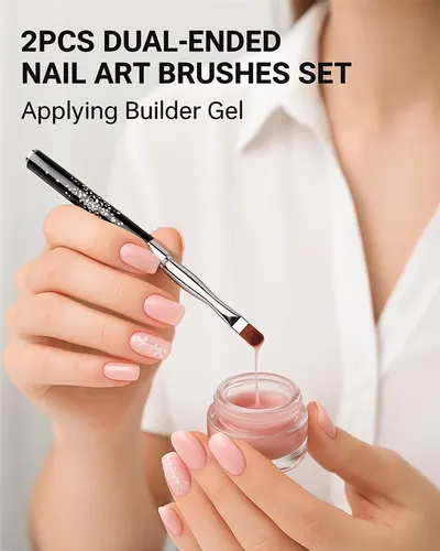 Jeonekid Set 2 Brochas Nail Art Doble Punta