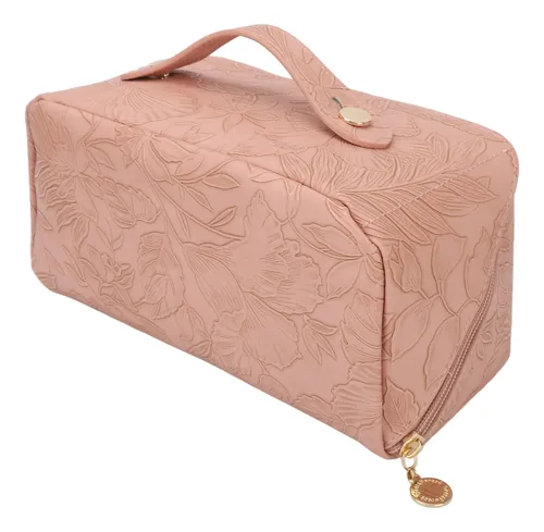 Bolsa De Maquillaje Para Cosméticos, Piel Sintética, Apertur