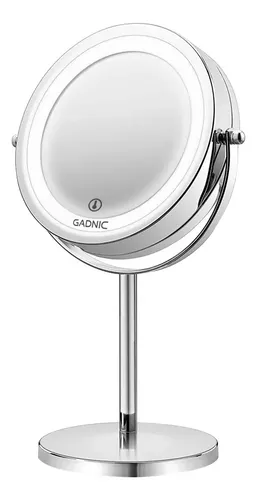 Espejo Led 7x De Maquillaje Reversible Con Luz Y Base Gadnic