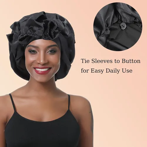 Gorro De Dormir Antifrizz Suave Para Cabello Negro