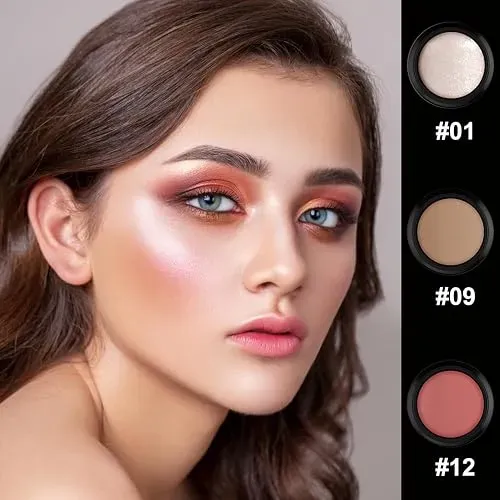 Hilareco Kit Contorno Crema 3 Tonos Con Brocha Highlighter A-neutral(#01+#09+#12)