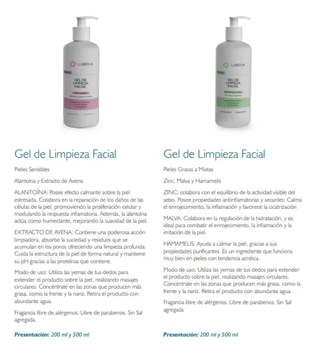 Gel De Limpieza Facial Piel Sensible Libra Cosmetica Pack 2