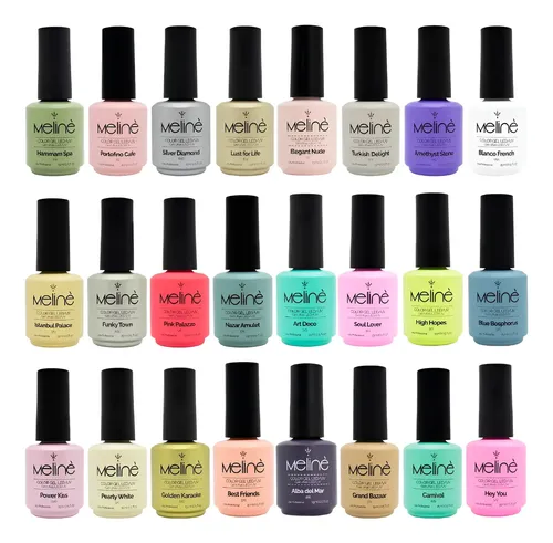 Set De 24 Esmaltes Gel Meliné Colores Semipermanentes