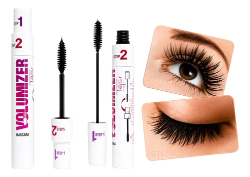 Mascara De Pestañas 2 Pasos Efecto Volumen Largo Waterproof