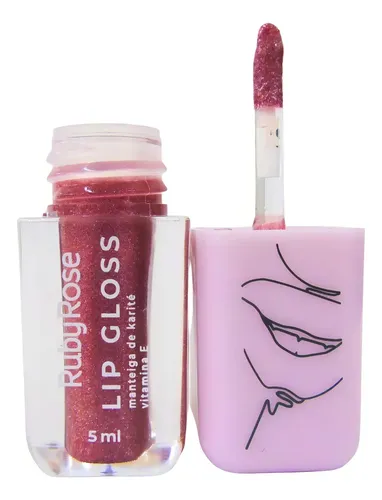 Lip Gloss Brilloso Glitter Vitamina E Hidratante Ruby Rose Shooting Star