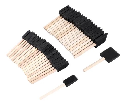 Juego De 40 Brochas Con Esponja De Espuma Y Mango De Madera