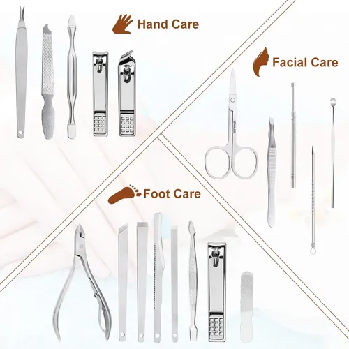 Set De Manicura Yougai 18 Piezas De Acero Inoxidable