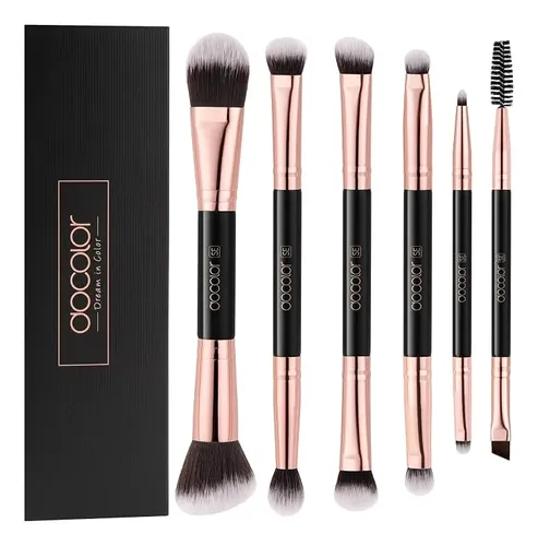 Docolor-set De 6 Pinceles Dobles De Maquillaje Facial/cerdas