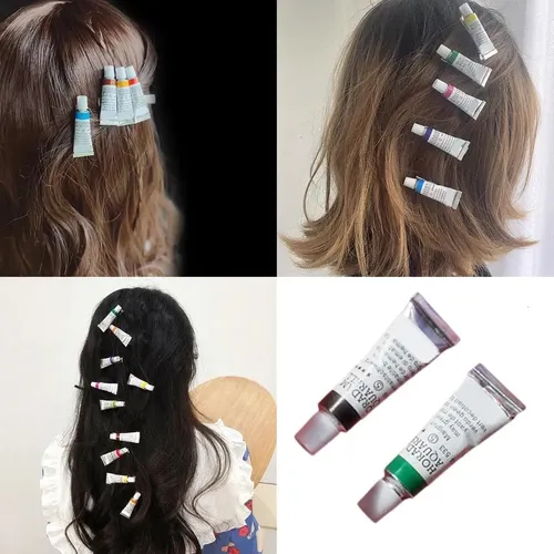 Pinza De Pelo Con Pigmento De Acuarela, 2 Unidades, Para Est
